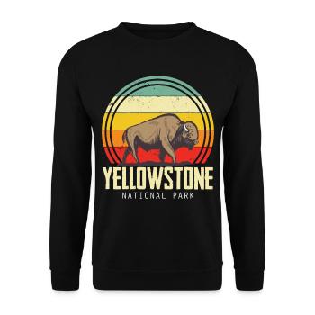 Yellowstone National Park Wyoming Camping Nature Wan - Unisex Sweatshirt - black - Front - Alina (178cm) & Michal (187cm)