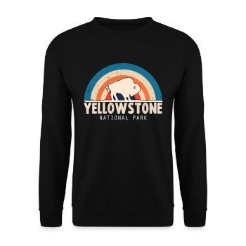 Yellowstone National Park Wyoming Buffalo Nature Wall - Unisex Sweatshirt - black - Front - Alina (178cm) & Michal (187cm)
