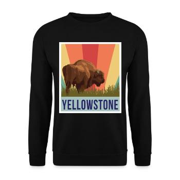 Yellowstone Buffalo Wyoming National Park Souvenir - Unisex Sweatshirt - black - Front - Alina (178cm) & Michal (187cm)
