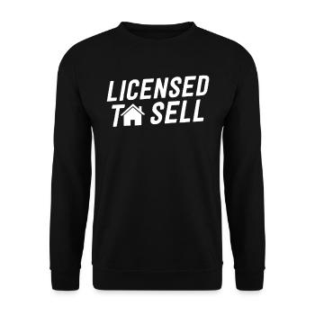Lizenziert, um lustige Immobilienmakler-Geschenke zu verkaufen - Unisex Pullover - Schwarz - Vorne - Alina (178cm) & Michal (187cm)
