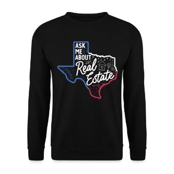 Fragen Sie mich über Real Estate Texas Real Estate Agent - Unisex Pullover - Schwarz - Vorne - Alina (178cm) & Michal (187cm)