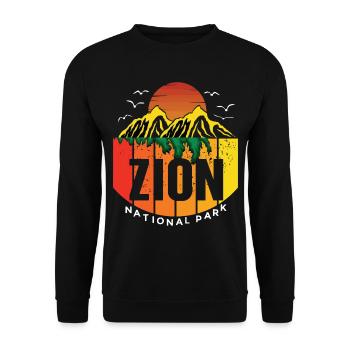 Zion National Park Utah Canyon Souvenir Hiking Cam - Unisex Sweatshirt - black - Front - Alina (178cm) & Michal (187cm)
