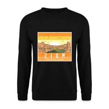 Zion Utah Canyon Souvenir Nationalpark - Unisex Pullover - Schwarz - Vorne - Alina (178cm) & Michal (187cm)