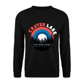 National Park Souvenir Crater Lake Mountain Hiking Nature - Unisex Sweatshirt - black - Front - Alina (178cm) & Michal (187cm)