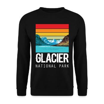 Glacier National Park Souvenir Montana USA - Unisex Sweatshirt - black - Front - Alina (178cm) & Michal (187cm)