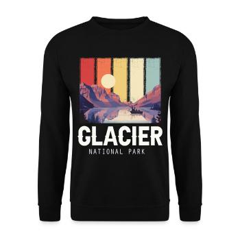Glacier National Park Souvenir Montana Lac et Montagne - Sweat-shirt Unisexe - noir - Devant - Alina (178cm) & Michal (187cm)