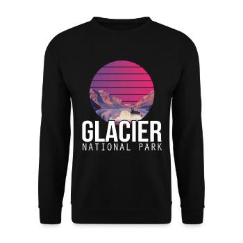 Montana National Park Glacier Souvenir Lake and Mountain - Unisex Sweatshirt - black - Front - Alina (178cm) & Michal (187cm)