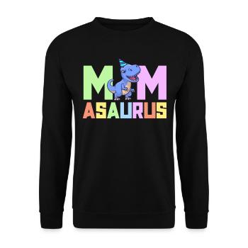 Mama Asaurus Dinosaurier Geburtstagsfeier TRex Matching - Unisex Pullover - Schwarz - Vorne - Alina (178cm) & Michal (187cm)