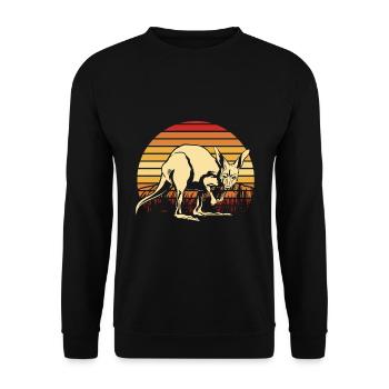Känguru Retro Australien Down Under Outback - Unisex Pullover - Schwarz - Vorne - Alina (178cm) & Michal (187cm)