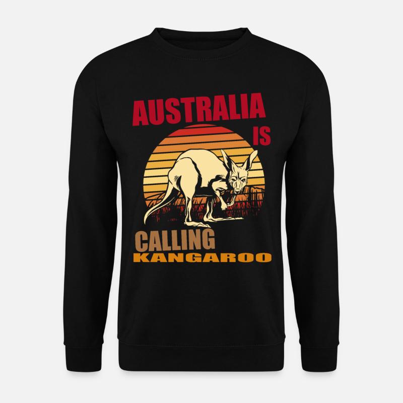 Känguru Retro Australien Calling Outback - Unisex Pullover - Schwarz