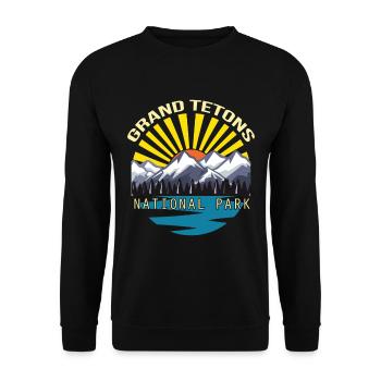 Parc national des montagnes Grand Teton Souvenir Wyoming - Sweat-shirt Unisexe - noir - Devant - Alina (178cm) & Michal (187cm)