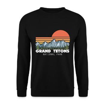 Parc national de Grand Teton Chaîne de montagnes souvenirs du Wyoming - Sweat-shirt Unisexe - noir - Devant - Alina (178cm) & Michal (187cm)