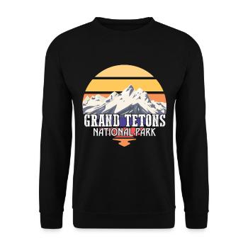 Grand Tetons Souvenir Mountains Parc national du Wyoming - Sweat-shirt Unisexe - noir - Devant - Alina (178cm) & Michal (187cm)