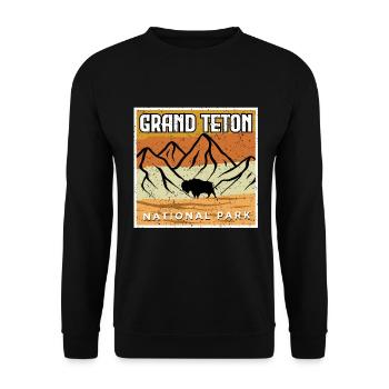 Montagnes du parc national de Grand Teton Buffalo Wyoming - Sweat-shirt Unisexe - noir - Devant - Alina (178cm) & Michal (187cm)