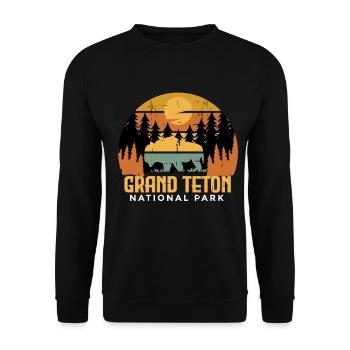 Parc national de Grand Teton Camping Wyoming Buffalo - Sweat-shirt Unisexe - noir - Devant - Alina (178cm) & Michal (187cm)