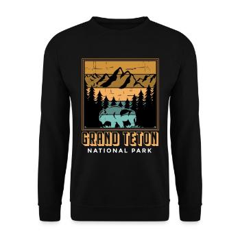 Parc national Buffalo Grand Teton Mountain Camping Souve - Sweat-shirt Unisexe - noir - Devant - Alina (178cm) & Michal (187cm)