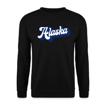 Retro Alaska Script Vintage Alaskan Kreuzfahrt Die - Unisex Pullover - Schwarz - Vorne - Alina (178cm) & Michal (187cm)