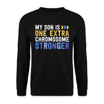 Family Down Syndrome Awareness My Son One Extra - Unisex Sweatshirt - black - Front - Alina (178cm) & Michal (187cm)