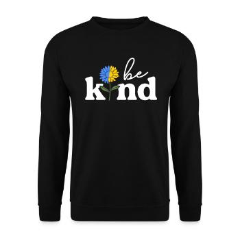 Be Kind Jaune Bleu Tournesol Monde Syndrome de Down - Sweat-shirt Unisexe - noir - Devant - Alina (178cm) & Michal (187cm)