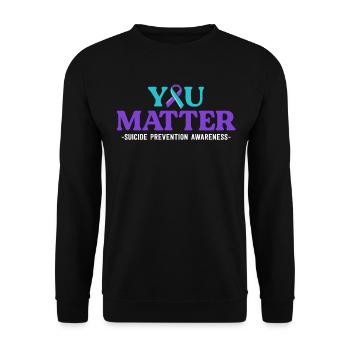 Suicide Prevention Awareness You Matter Teal - Unisex Sweatshirt - black - Front - Alina (178cm) & Michal (187cm)