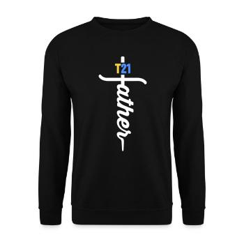 T21 Father Christian Cross Proud Dad Down - Unisex Sweatshirt - black - Front - Alina (178cm) & Michal (187cm)