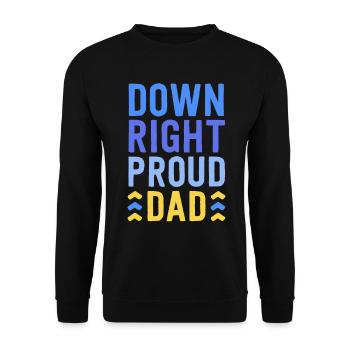 Down Right Proud Dad T21 Bewusstsein Down-Syndrom - Unisex Pullover - Schwarz - Vorne - Alina (178cm) & Michal (187cm)