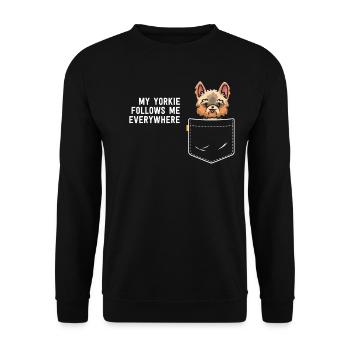 Yorkie In Pocket Yorkshire Terrier Sarcastic - Unisex Sweatshirt - black - Front - Alina (178cm) & Michal (187cm)