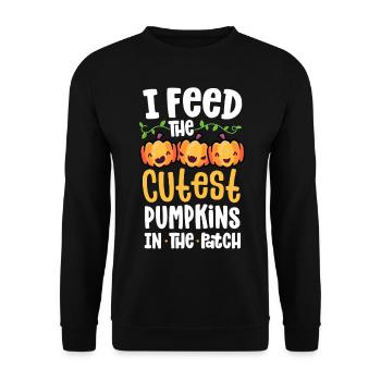 I Feed The Cutest Pumpkins In The Patch Lunch - Unisex Sweatshirt - black - Front - Alina (178cm) & Michal (187cm)
