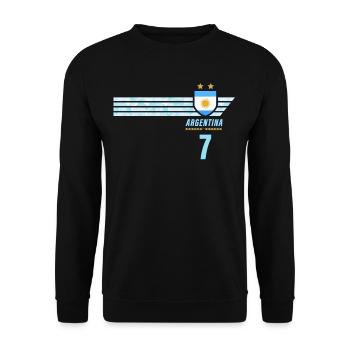 Argentinien Albiceleste Fußball Fan Trikot - Unisex Pullover - Schwarz - Vorne - Alina (178cm) & Michal (187cm)