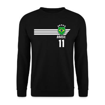 Brésil Maillot de fan de football brésilien Seleção - Sweat-shirt Unisexe - noir - Devant - Alina (178cm) & Michal (187cm)