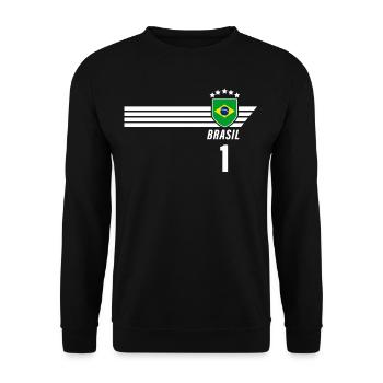 Brésil Maillot de fan de football brésilien Seleção - Sweat-shirt Unisexe - noir - Devant - Alina (178cm) & Michal (187cm)
