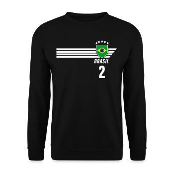 Brésil Maillot de fan de football brésilien Seleção - Sweat-shirt Unisexe - noir - Devant - Alina (178cm) & Michal (187cm)