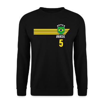 Brésil Maillot de fan de football brésilien Seleção - Sweat-shirt Unisexe - noir - Devant - Alina (178cm) & Michal (187cm)
