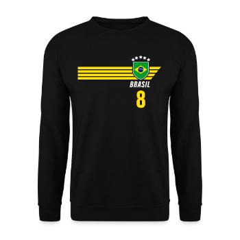 Brésil Maillot de fan de football brésilien Seleção - Sweat-shirt Unisexe - noir - Devant - Alina (178cm) & Michal (187cm)