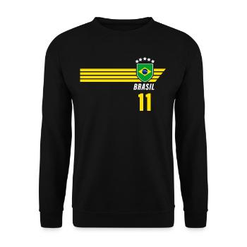 Brésil Maillot de fan de football brésilien Seleção - Sweat-shirt Unisexe - noir - Devant - Alina (178cm) & Michal (187cm)