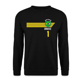 Brésil Maillot de fan de football brésilien Seleção - Sweat-shirt Unisexe - noir - Devant - Alina (178cm) & Michal (187cm)