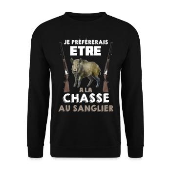 Sangliert Humour Homme Chasseur - Sweat-shirt Unisexe - noir - Devant - Alina (178cm) & Michal (187cm)