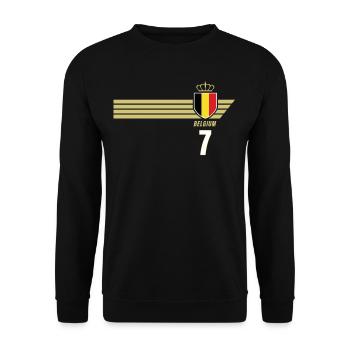 Belgien Teufel Patriotismus Fussball Fan Trikot - Unisex Pullover - Schwarz - Vorne - Alina (178cm) & Michal (187cm)