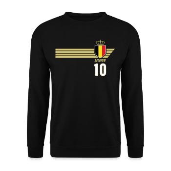 Belgien Teufel Patriotismus Fussball Fan Trikot - Unisex Pullover - Schwarz - Vorne - Alina (178cm) & Michal (187cm)