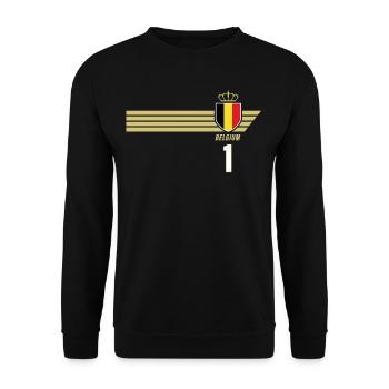 Belgien Teufel Patriotismus Fussball Fan Trikot - Unisex Pullover - Schwarz - Vorne - Alina (178cm) & Michal (187cm)