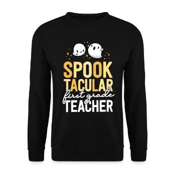 Enseignant de 1re année École de jumelage d’Halloween d’abord - Sweat-shirt Unisexe - noir - Devant - Alina (178cm) & Michal (187cm)