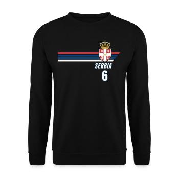 Serbia Srbija Patriotism Football Fan Jersey - Unisex Sweatshirt - black - Front - Alina (178cm) & Michal (187cm)