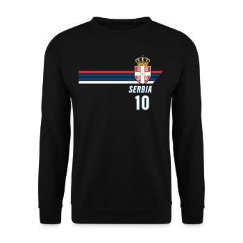Serbia Srbija Patriotism Football Fan Jersey - Unisex Sweatshirt - black - Front - Alina (178cm) & Michal (187cm)