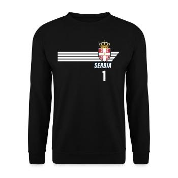 Serbia Srbija Patriotism Football Fan Jersey - Unisex Sweatshirt - black - Front - Alina (178cm) & Michal (187cm)