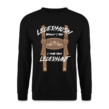 Bayrische Lederhosen Ersatz Hirsch Volksfest - Unisex Pullover - Schwarz - Vorne - Alina (178cm) & Michal (187cm)