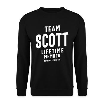 Team Scott Lifetime Member Personalisierter Name - Unisex Pullover - Schwarz - Vorne - Alina (178cm) & Michal (187cm)
