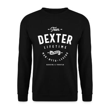 Team Dexter Lifetime Member Personalisierter Name - Unisex Pullover - Schwarz - Vorne - Alina (178cm) & Michal (187cm)