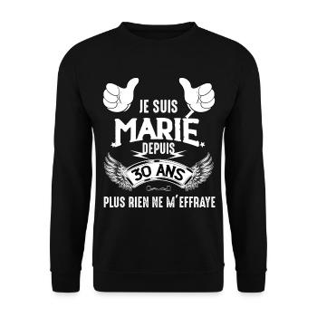 Noces De Perle Mariage 30 Ans - Sweat-shirt Unisexe - noir - Devant - Alina (178cm) & Michal (187cm)