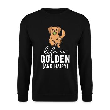 La vie est dorée et poilue Kawaii Golden Retriever - Sweat-shirt Unisexe - noir - Devant - Alina (178cm) & Michal (187cm)