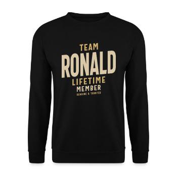 Team Ronald Lifetime Member Personalized Name - Unisex Sweatshirt - black - Front - Alina (178cm) & Michal (187cm)